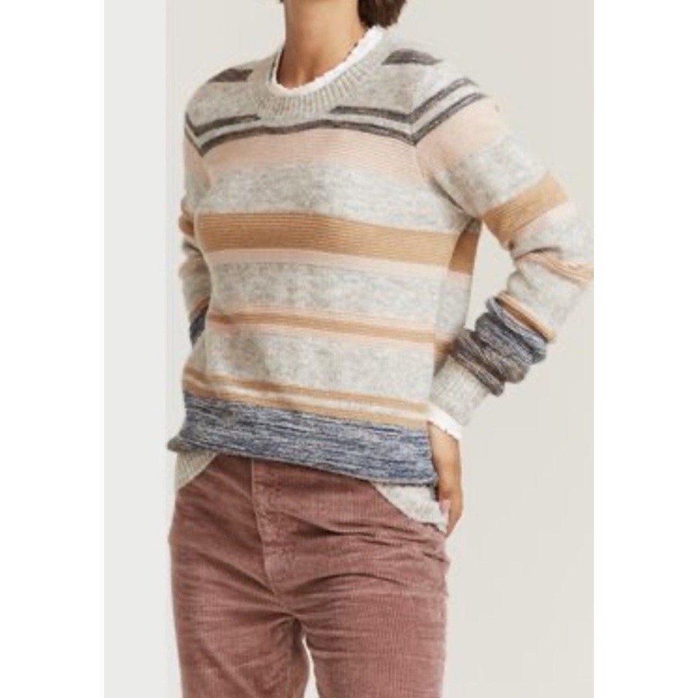 Fat Face Womens Tweed Stripe Wool Blend Crewneck Sweater Soft Sz M/8